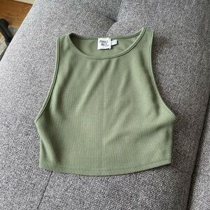 Princess Polly Sage Green Ribbed Tank Top
